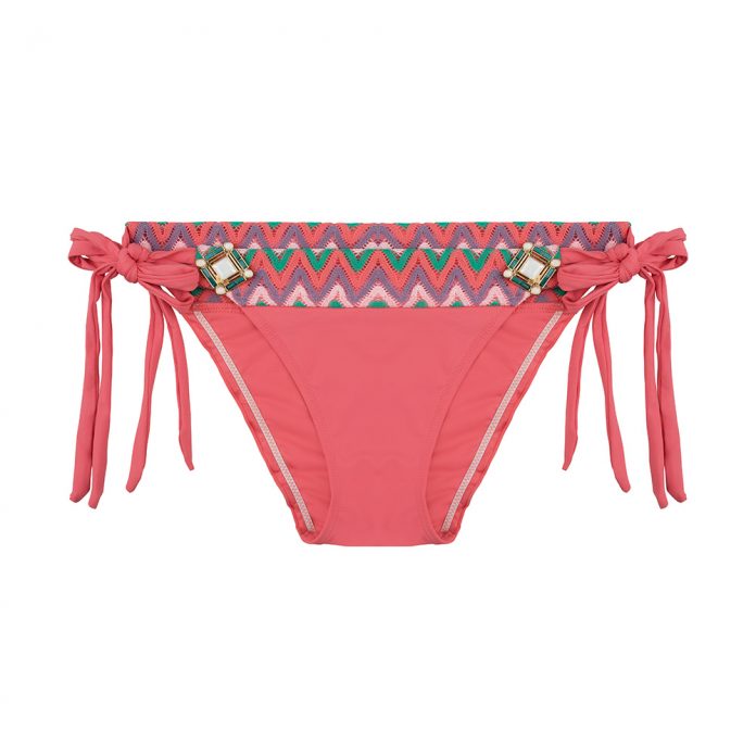 BOHO Bottom Briliant Aztec Bow Coral