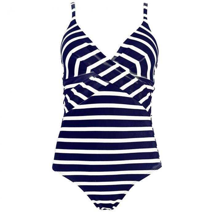 BARTS Misty stripe badpak - blauw/wit