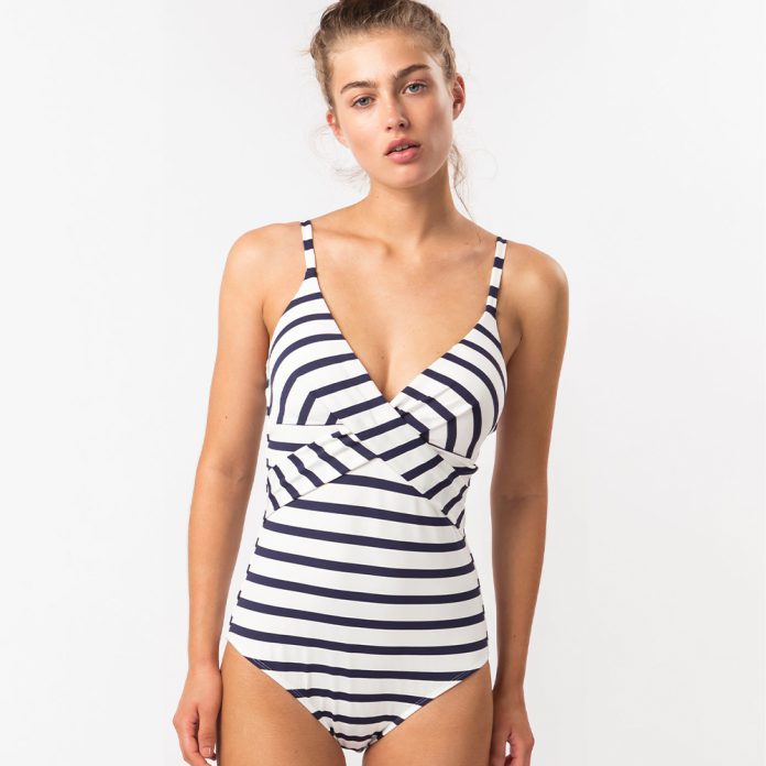 BARTS Misty stripe badpak - wit/blauw