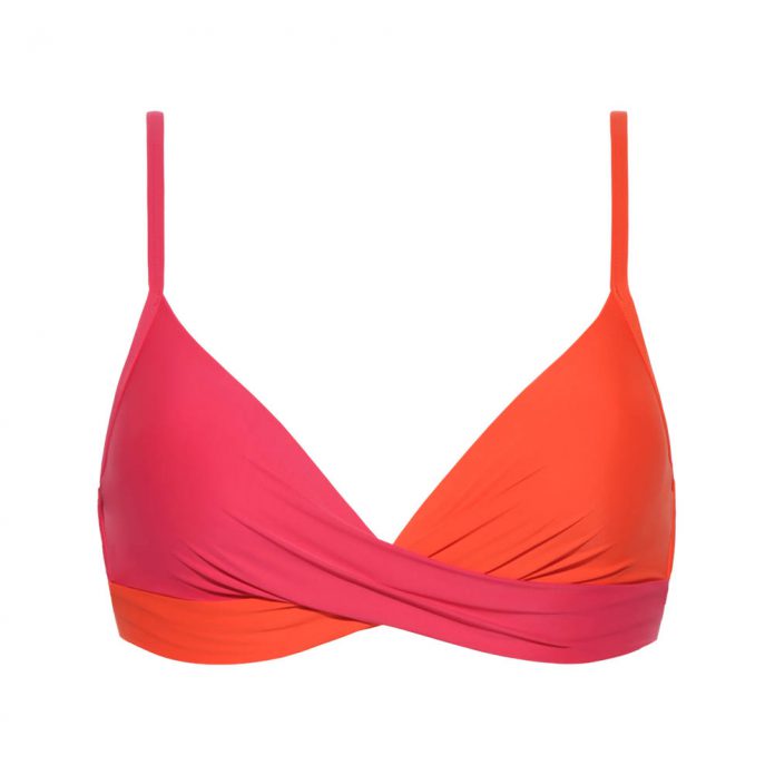 BEACHLIFE BIKINITOP TWIST BRIGHT ROSE - ROZE/ORANJE