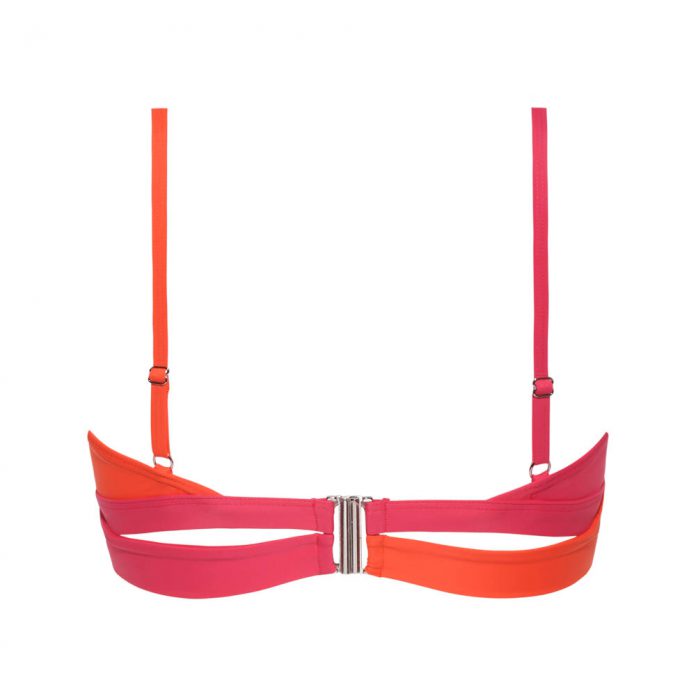 BEACHLIFE BIKINITOP TWIST BRIGHT ROSE - ROZE/ORANJE