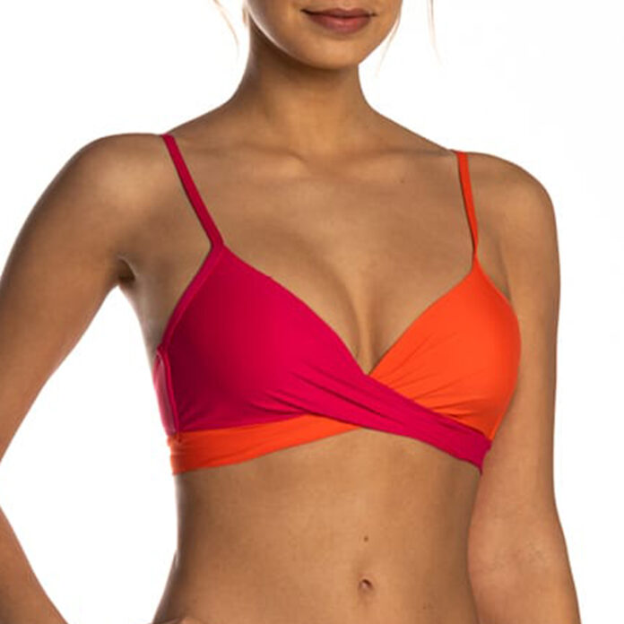 BEACHLIFE BIKINITOP TWIST BRIGHT ROSE - ROZE/ORANJE