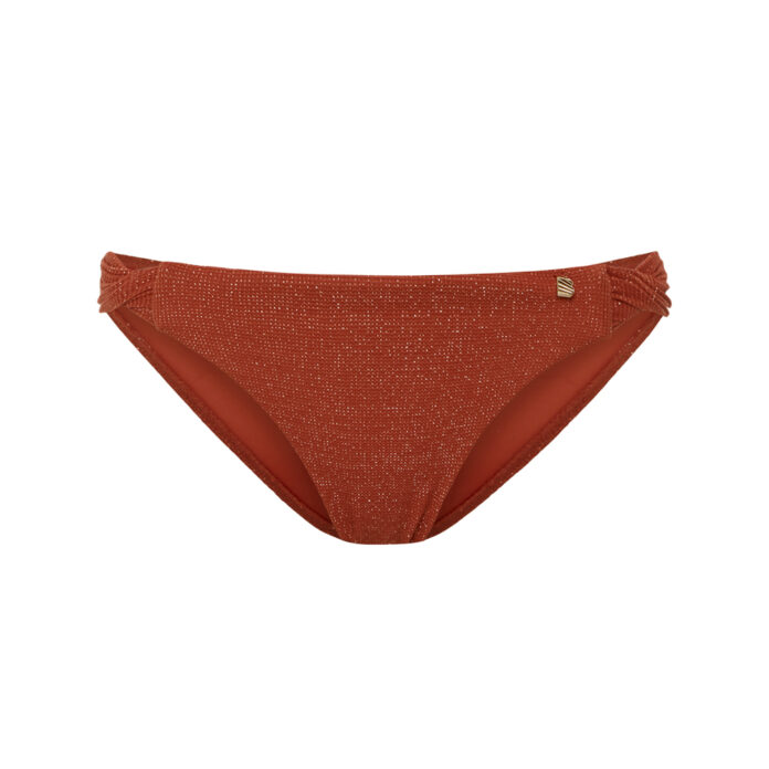 BEACHLIFE BIKINIBROEKJE TWIST EARTHY SHIMMER LUREX - ROOD