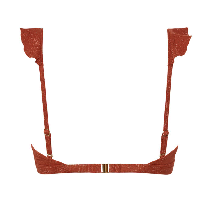 BEACHLIFE BIKINITOP RUFFLE EARTHY SHIMMER LUREX - ROOD