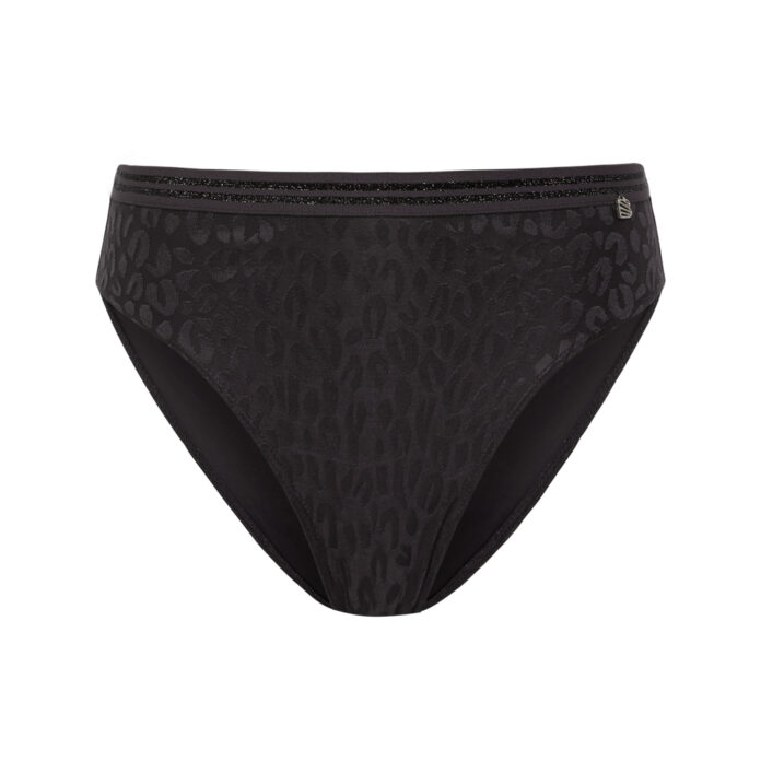 BEACHLIFE BROEKJE HIGH WAIST TEXTURED LEO LUIPAARD - ZWART