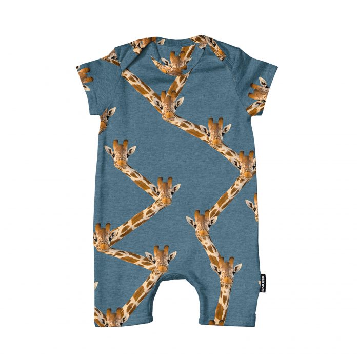 SNURK BABY JUMPSUIT GIRAFFE - BLAUW