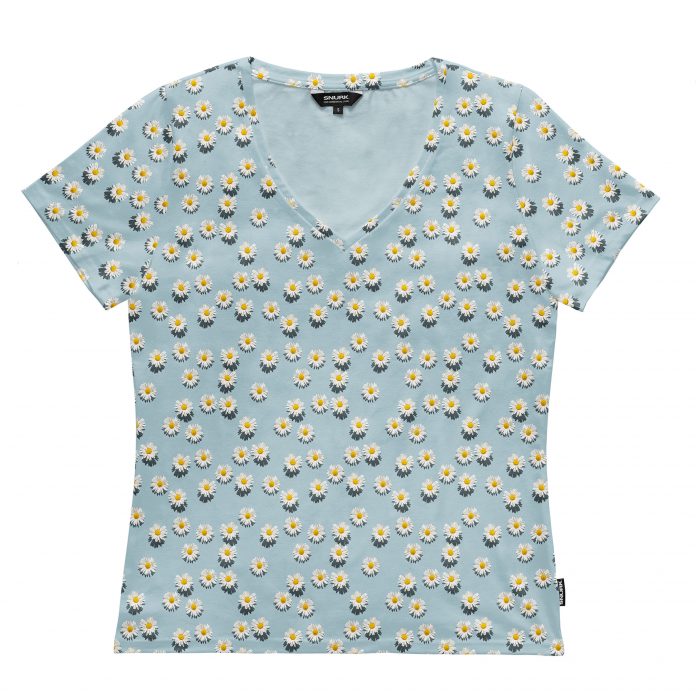 SNURK DAMES T-SHIRT V HALS MADELIEFJE - BLAUW