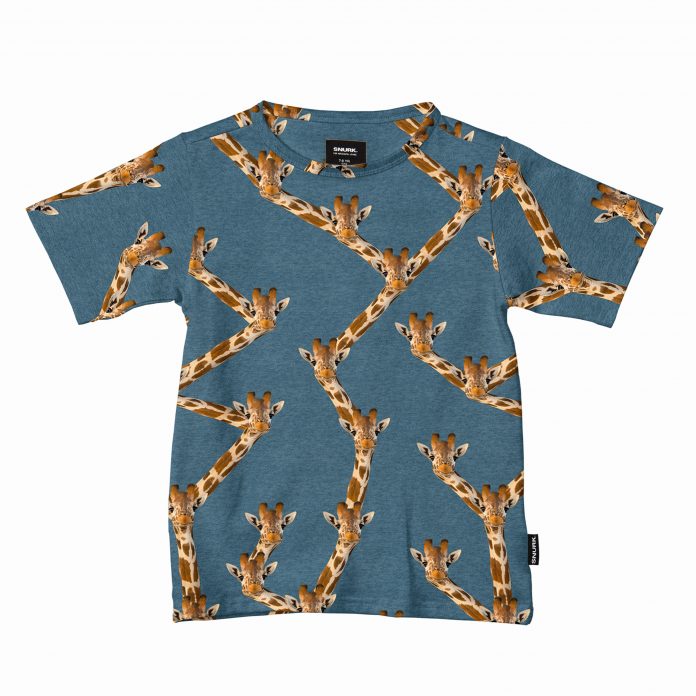SNURK KIDS T-SHIRT GIRAFFE - BLAUW